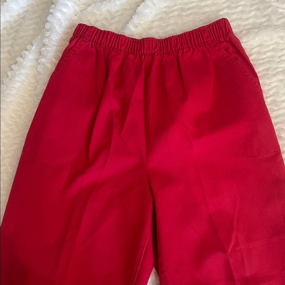Women vintage  Red Pants size 8 elastic waist